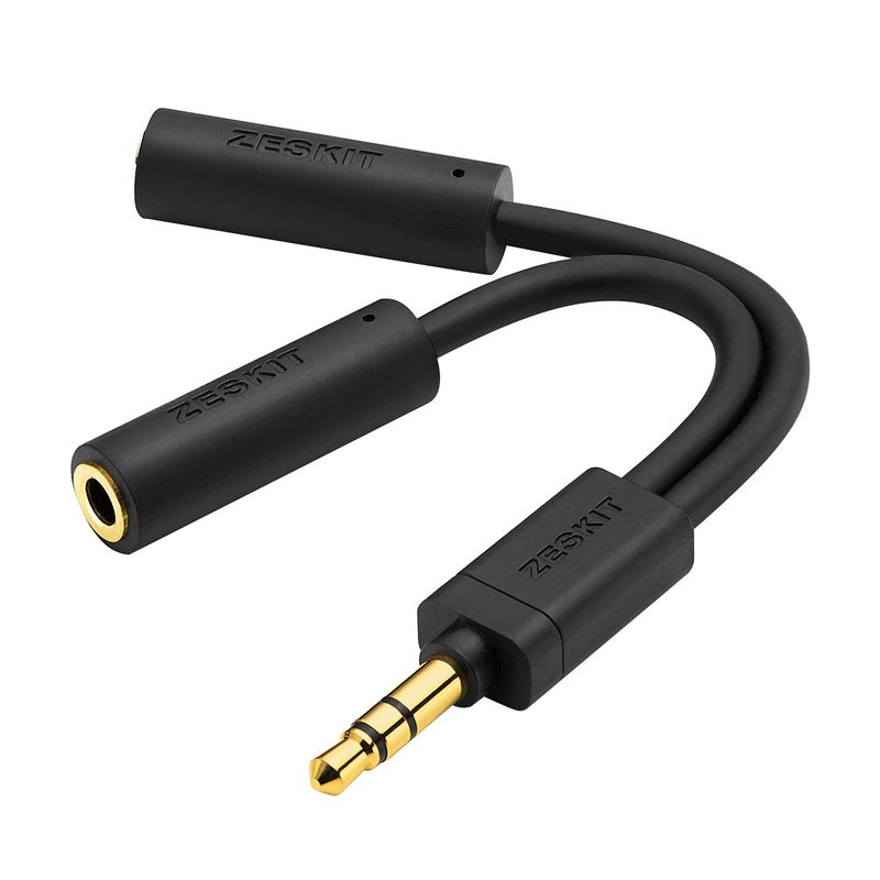 Zeskit 3.5mm Jack Stereo Audio Splitter Y Cable for Connecting 2 Earphones Headphones to iPhone iPad Switch and More - Image 1